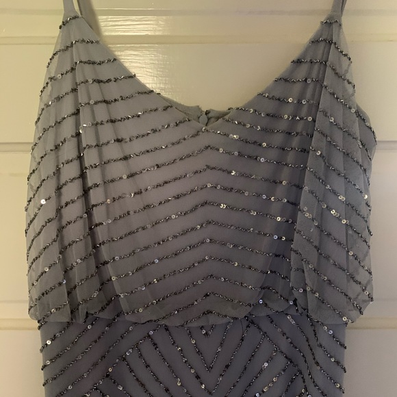 Grey Beaded Adrianna Papell Bridesmaid Dress - Picture 5 of 6